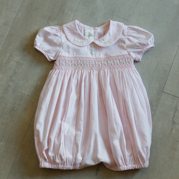 Strasburg Pink Cotton Smocked Embroidery Bubble Romper Size 3 Months NWOT - Picture 1 of 4
